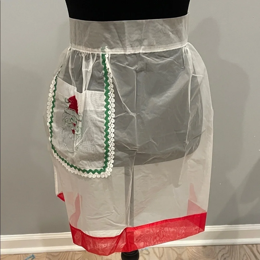 Festive White and Red Women's nylon apron vintage